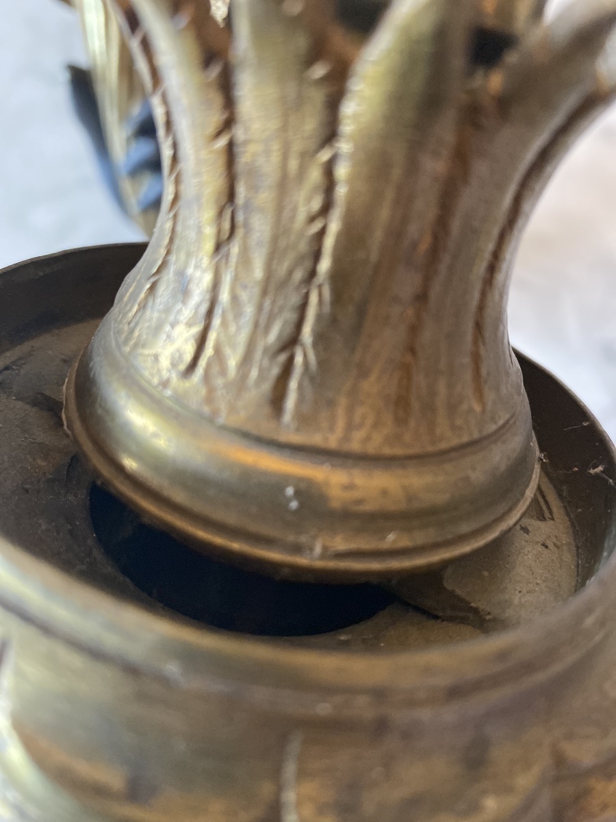 A Rare Pair Of Bronze Candlesticks In The Empire And Return From Egypt Styles—19th Century-photo-7