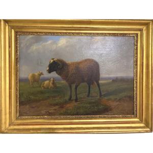 PAUL GELIBERT (1802-1882) »le Bélier »huile Sur Toile 