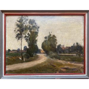 MAX BEZNER(1883-1953) «Le chemin »Rare Peinture d’un Sculteur de Renom