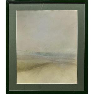 François CRABIT (XXᵉ) Vue marine sur dune – 1982 Pastel monogrammé en bas à droite F.C 