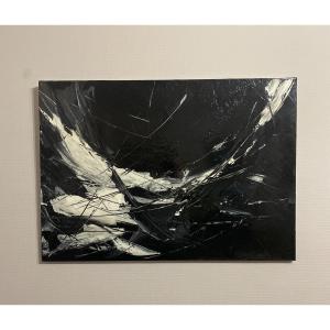 Schwats – “Océan” – Grande acrylique abstraite sur toile 92 × 65 cm – Signée et titrée au dos