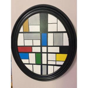 Alain Weytsman (born In 1951) Oil On Wood – Geometric Composition