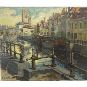 Joseph Cornil (1912 – 1969), École belge  Vue de canal 