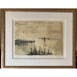 Jansen – Original Lithograph – “venice Lagoon” – Artist's Proof – XXVII/xxx – 77 X 62 