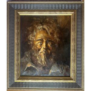 Georges Corominas (né en 1945)  Portrait d’homme âgé – Huile sur toile, 