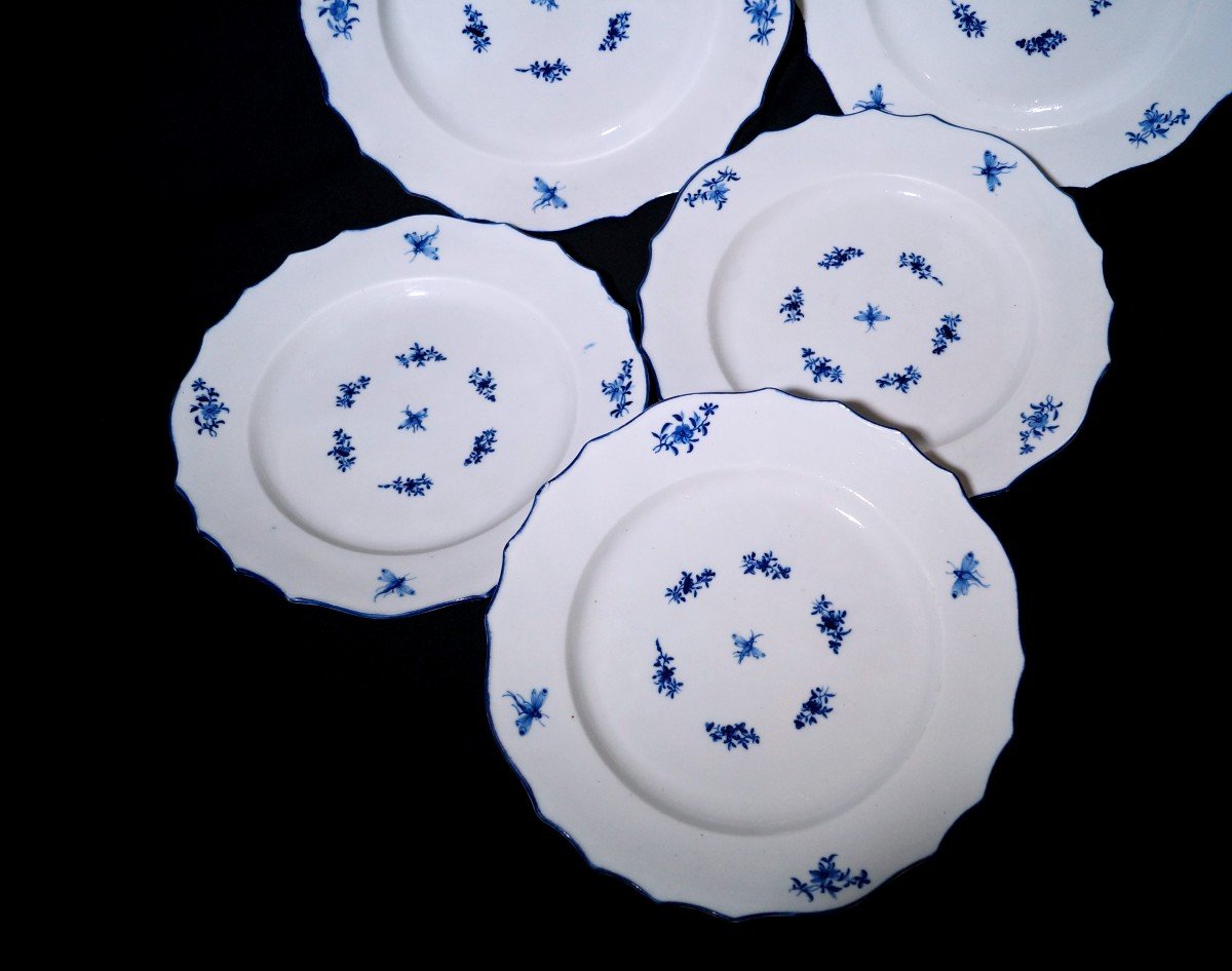 Five 18th Century Tournai Porcelain Plates-photo-4