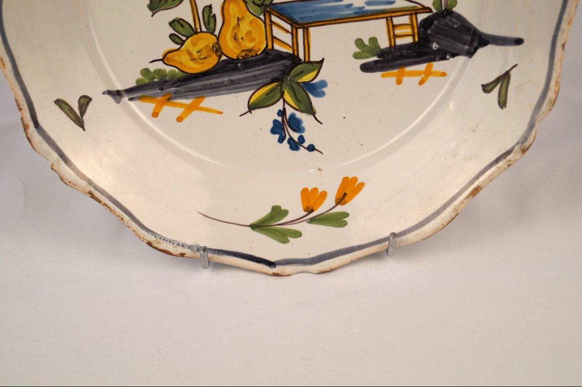 Nevers Earthenware Plate In The Garden - 18th Century Period-photo-4