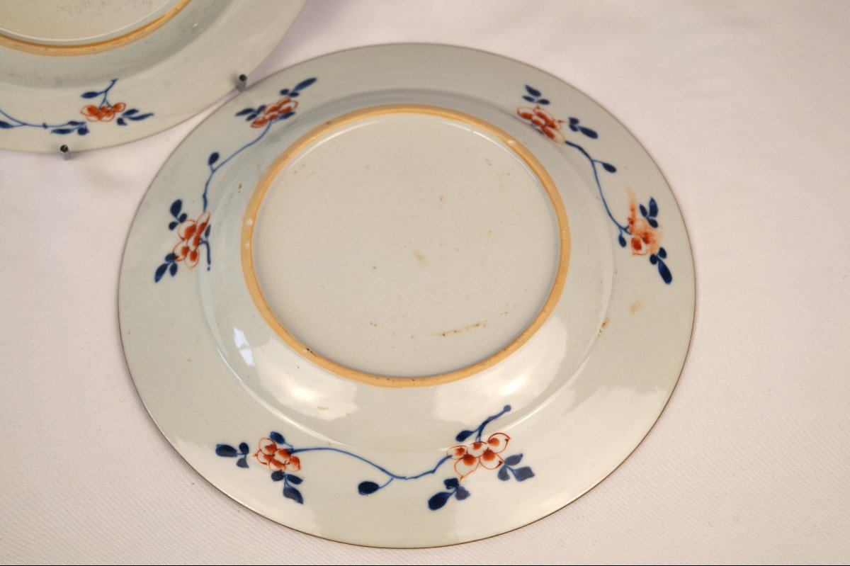Pair Of Chinese Porcelain Plates With Imari Decoration, 18th Century-photo-7