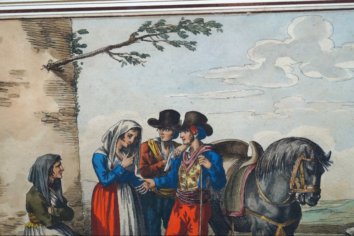 Bartolomeo Pinelli - Gravure réhaussée - Rome 1815-photo-2