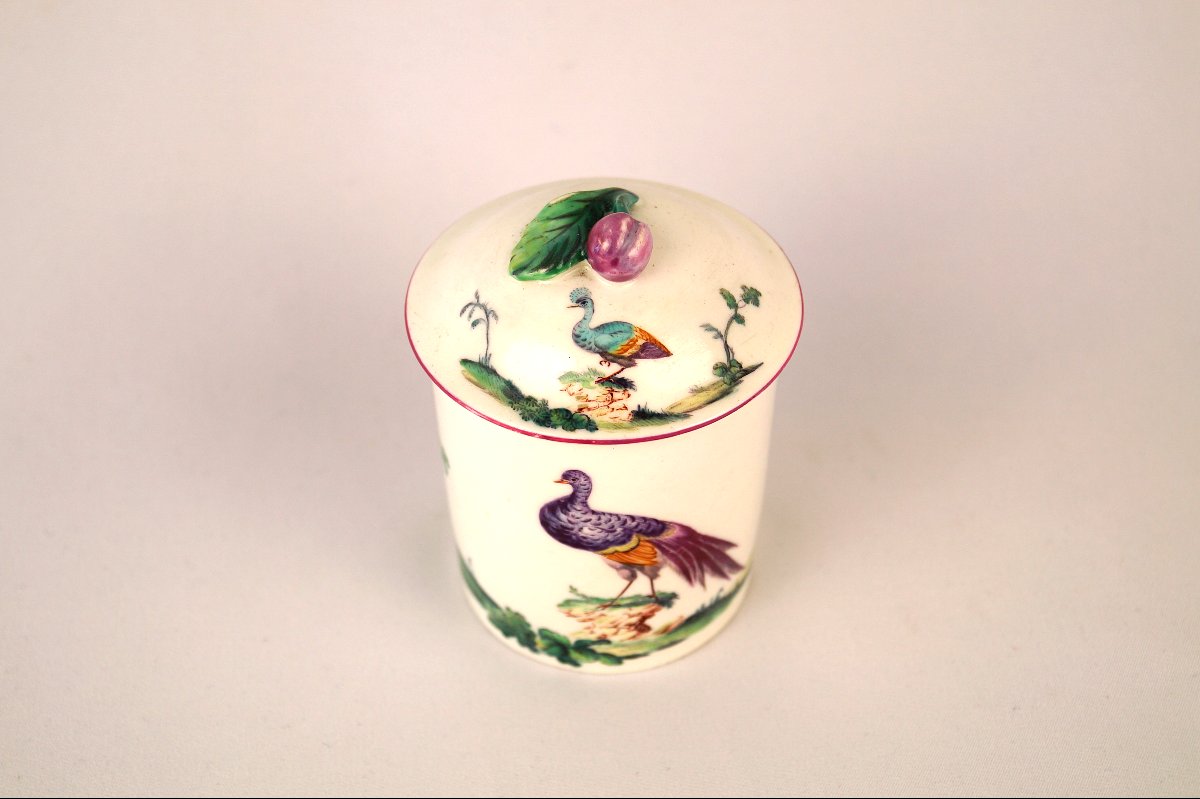 Pot à fard en porcelaine de Mennecy - XVIIIe-photo-2