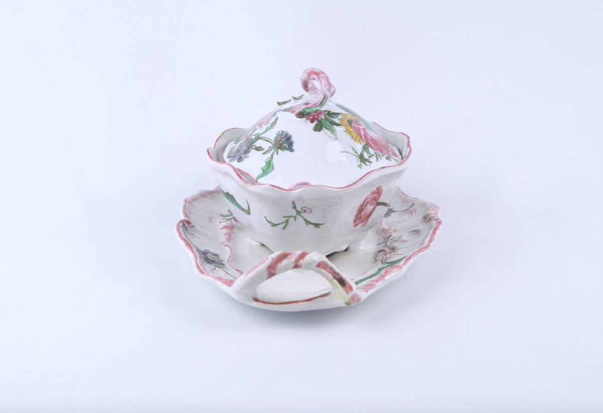 Earthenware Gravy Boat From Marseille, Workshop Of Gaspard Robert - 18th Century-photo-3