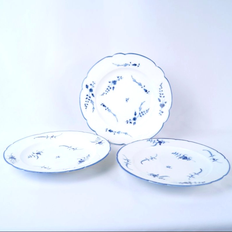 Three Chantilly Porcelain Plates—18th Century