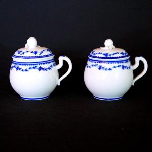 Pair Of Tournai Porcelain Creamers Late 18th-early 19th Century