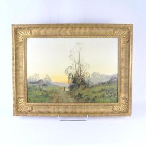 Eugène Galien Laloue - Oil On Canvas - Twilight Landscape