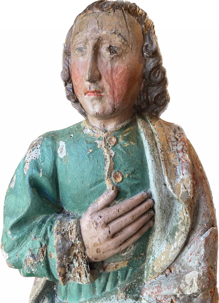 Saint Jean Polychrome Wood Early XVIIth Century Center Of France-photo-3