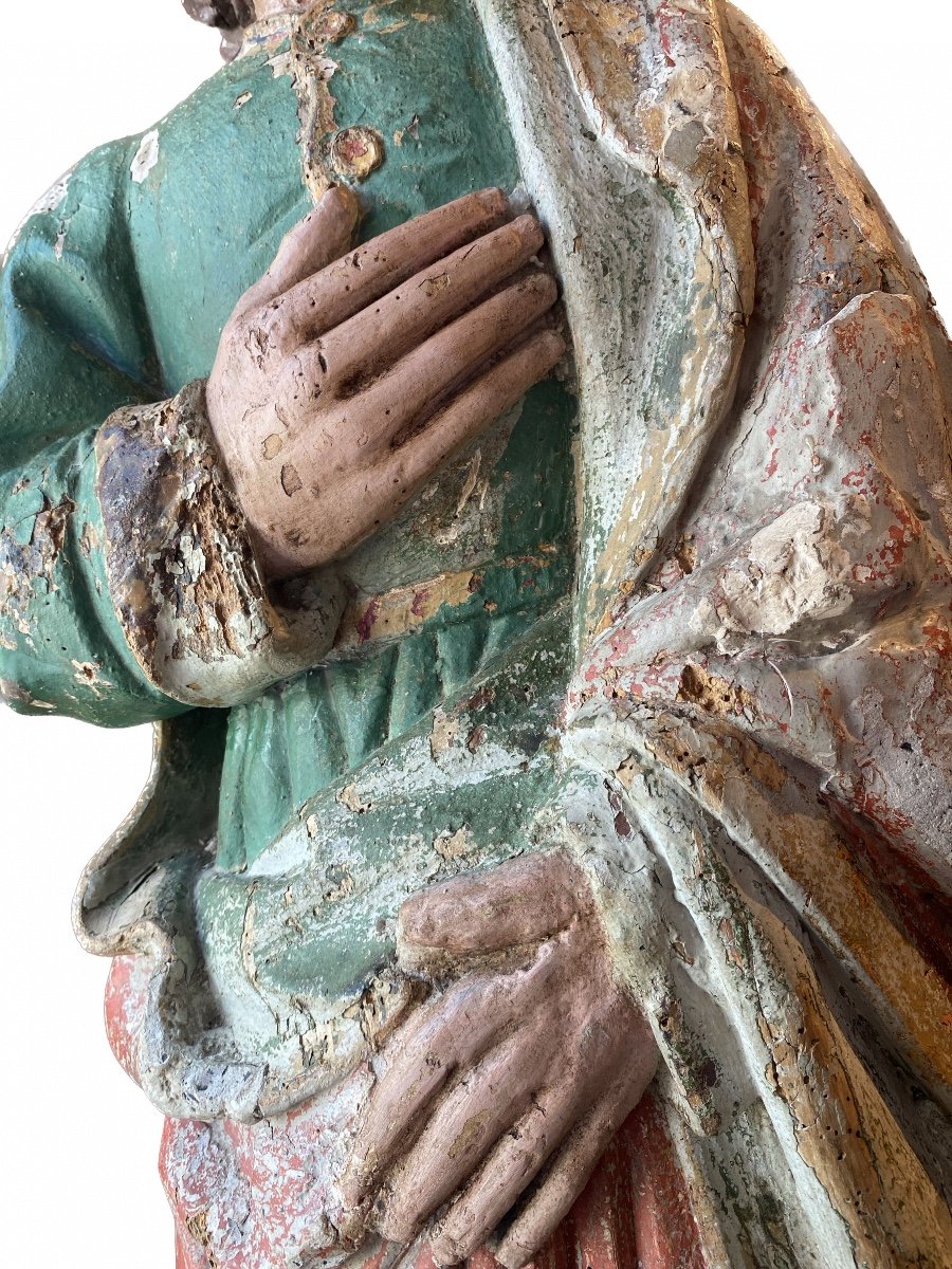 Saint Jean Polychrome Wood Early XVIIth Century Center Of France-photo-4