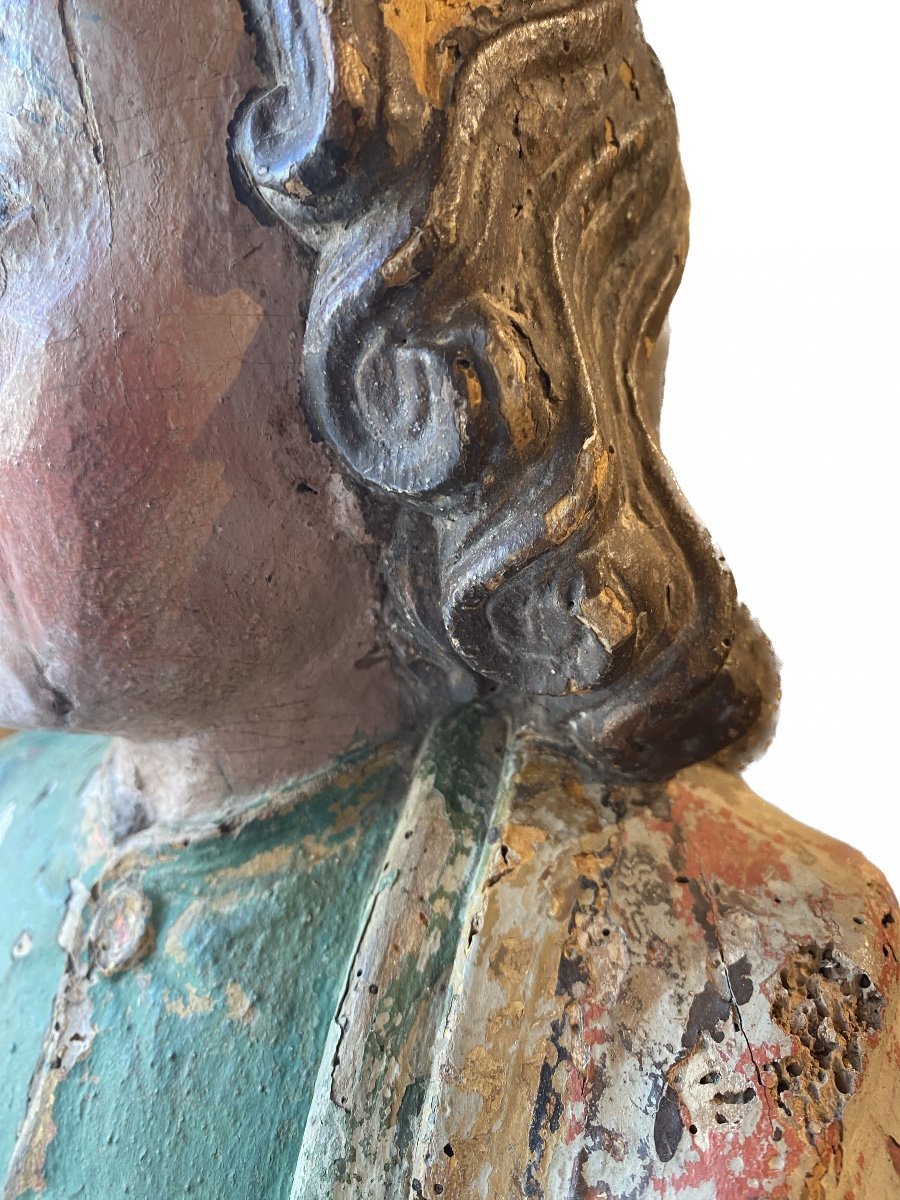 Saint Jean Polychrome Wood Early XVIIth Century Center Of France-photo-5