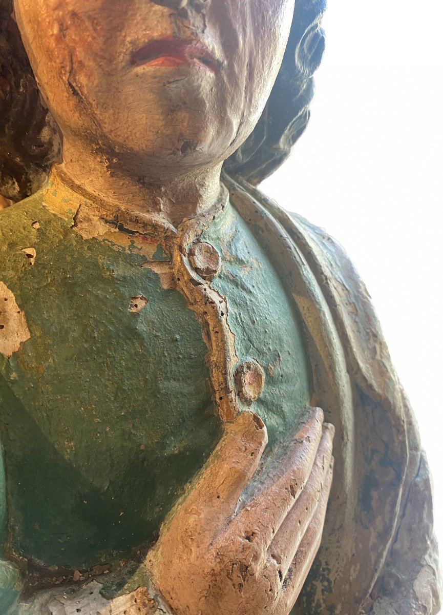 Saint Jean Polychrome Wood Early XVIIth Century Center Of France-photo-6