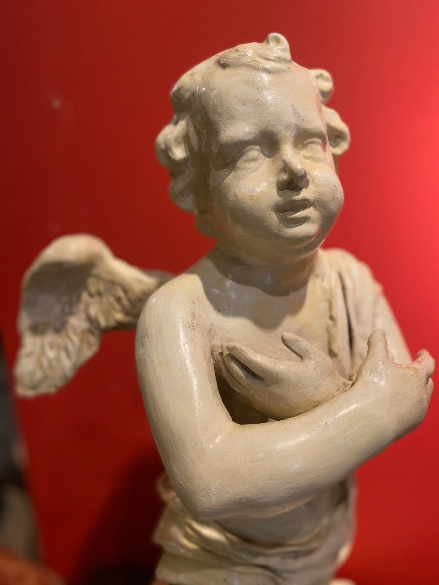 Pairs Of Angels In Paper Mache 18th Sienna-photo-3