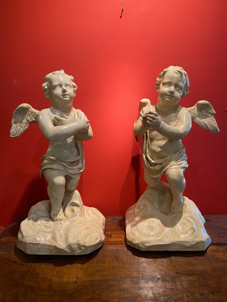 Pairs Of Angels In Paper Mache 18th Sienna