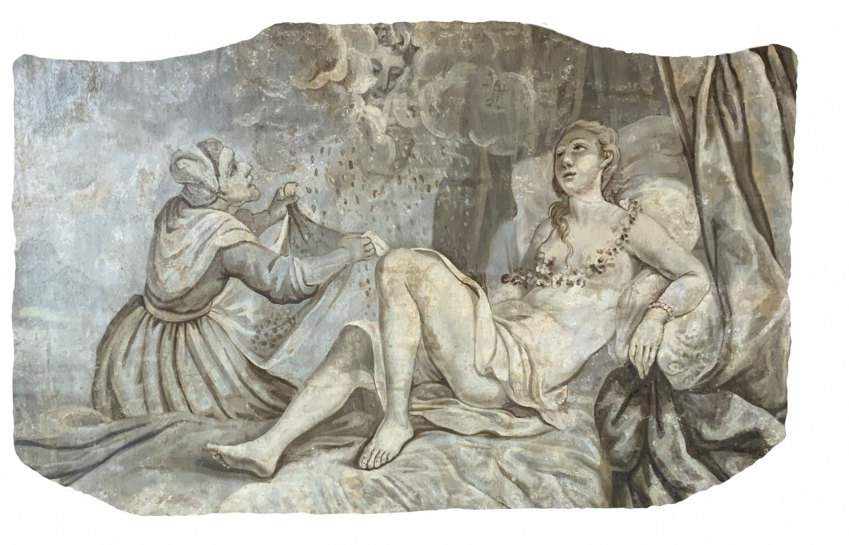 Two 18th Century Door Tops In Grisaille Gallant Scenes-photo-3