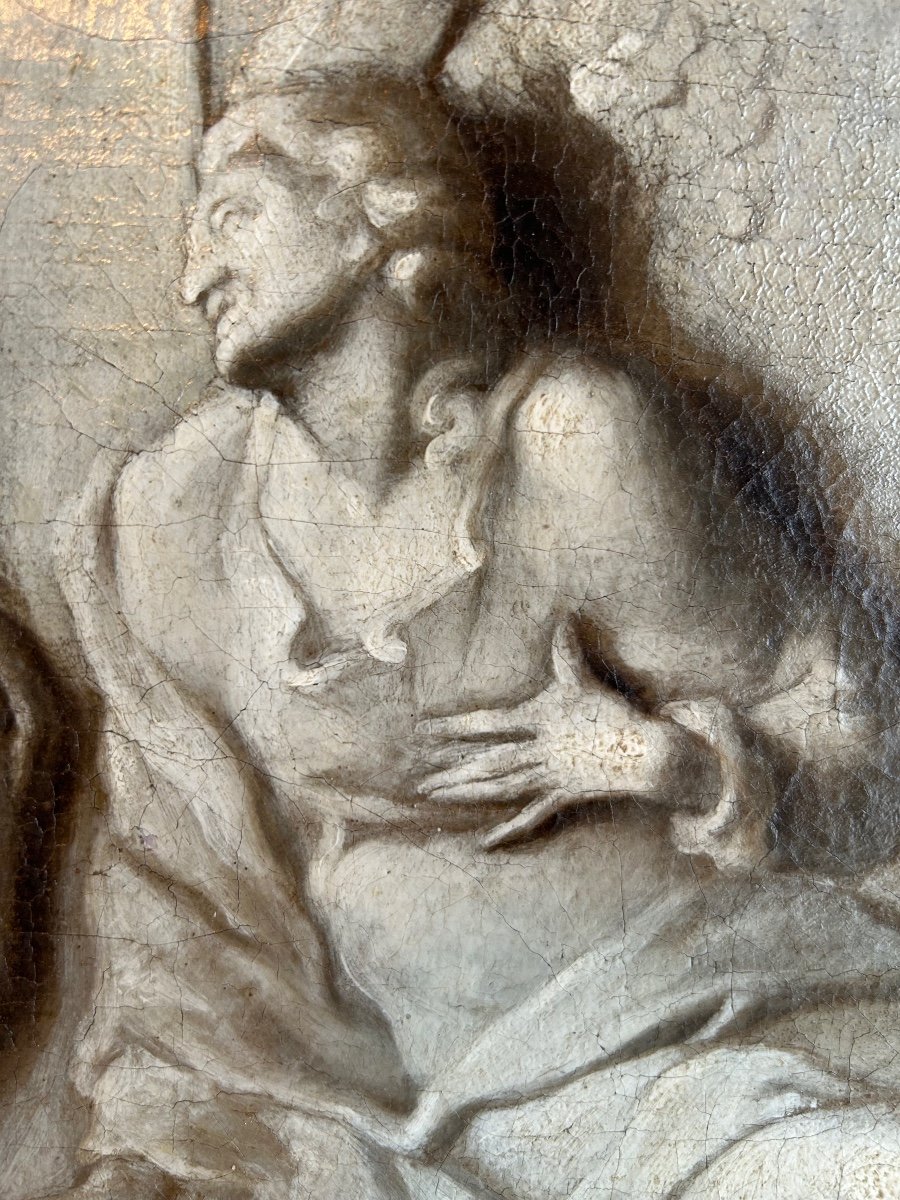 Peinture Scène En Bas Relief En Grisaille 18ème De Piat Joseph Sauvage -photo-4
