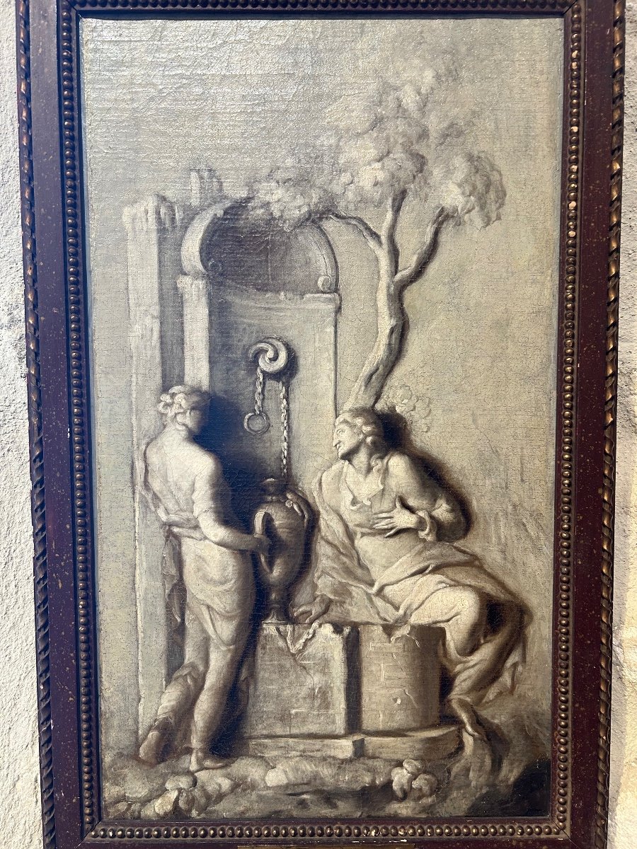 Painting Scene In Bas Relief In Grisaille 18th By Piat Joseph Sauvage -photo-6