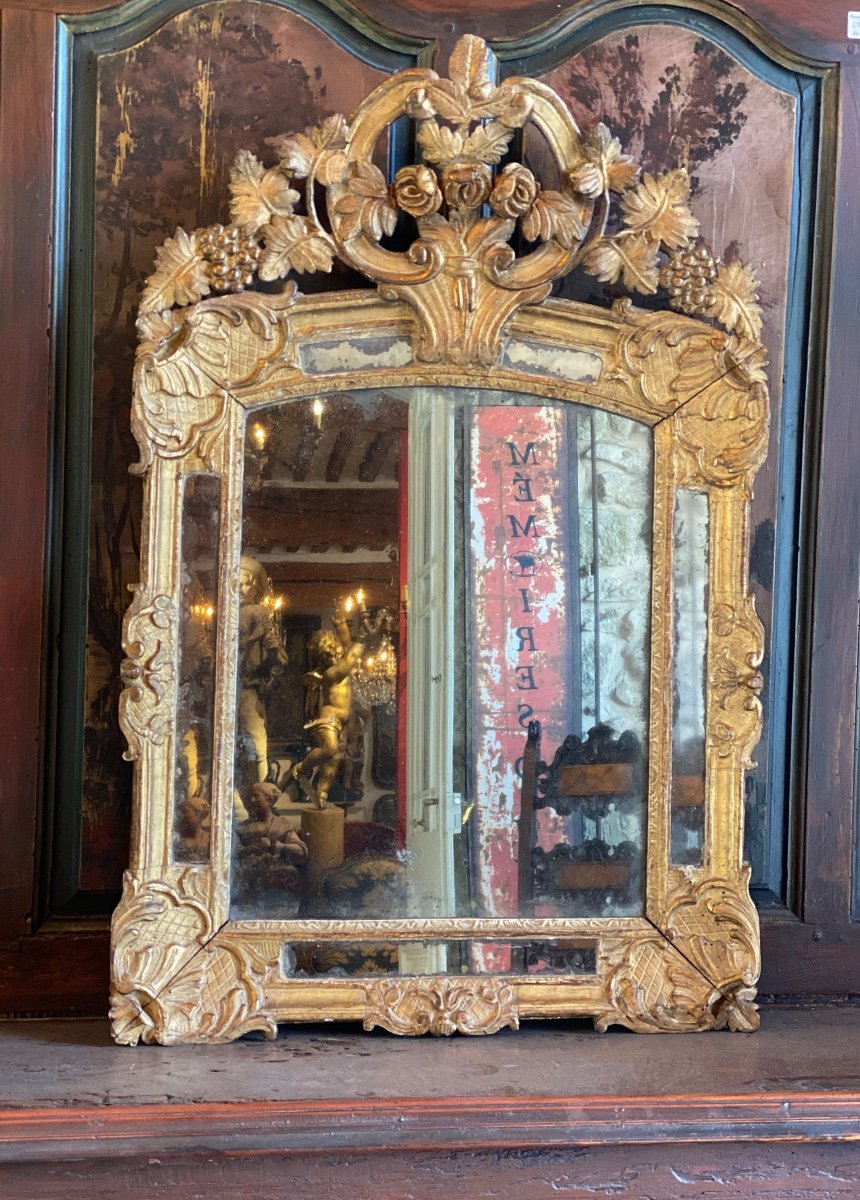 Miroir à Fronton Sculpté D’époque Régence