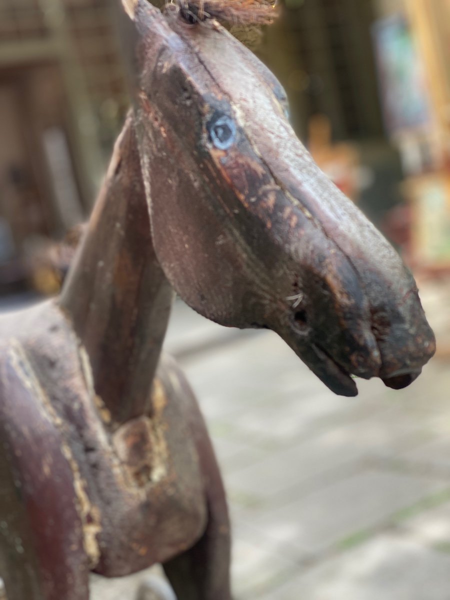 19th Century Handcrafted Wooden Horse.  -photo-3