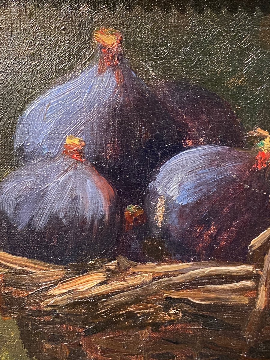 Basket Of Figs, Oil On Canvas By Georges Lhoste-photo-3