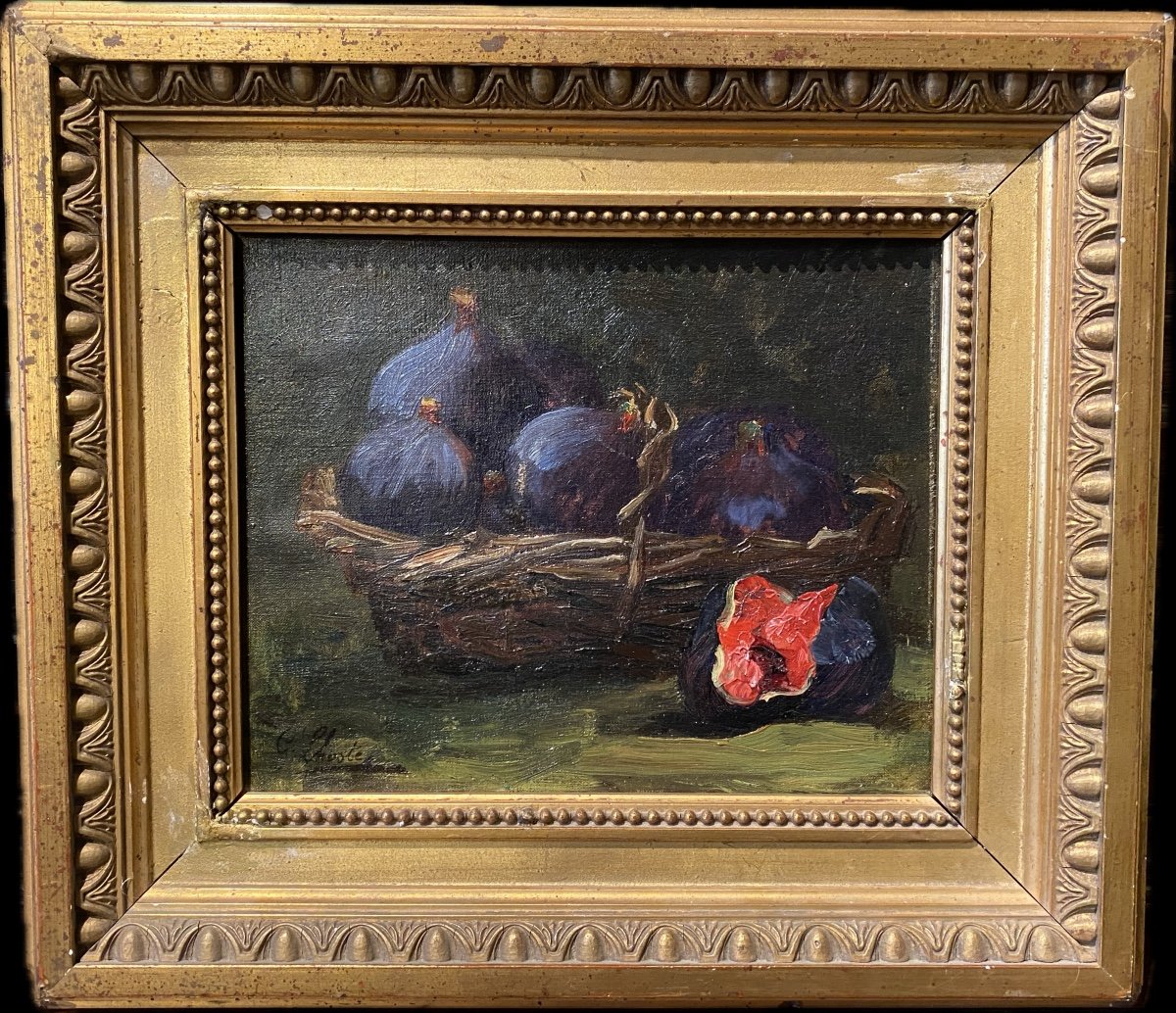 Basket Of Figs, Oil On Canvas By Georges Lhoste-photo-6