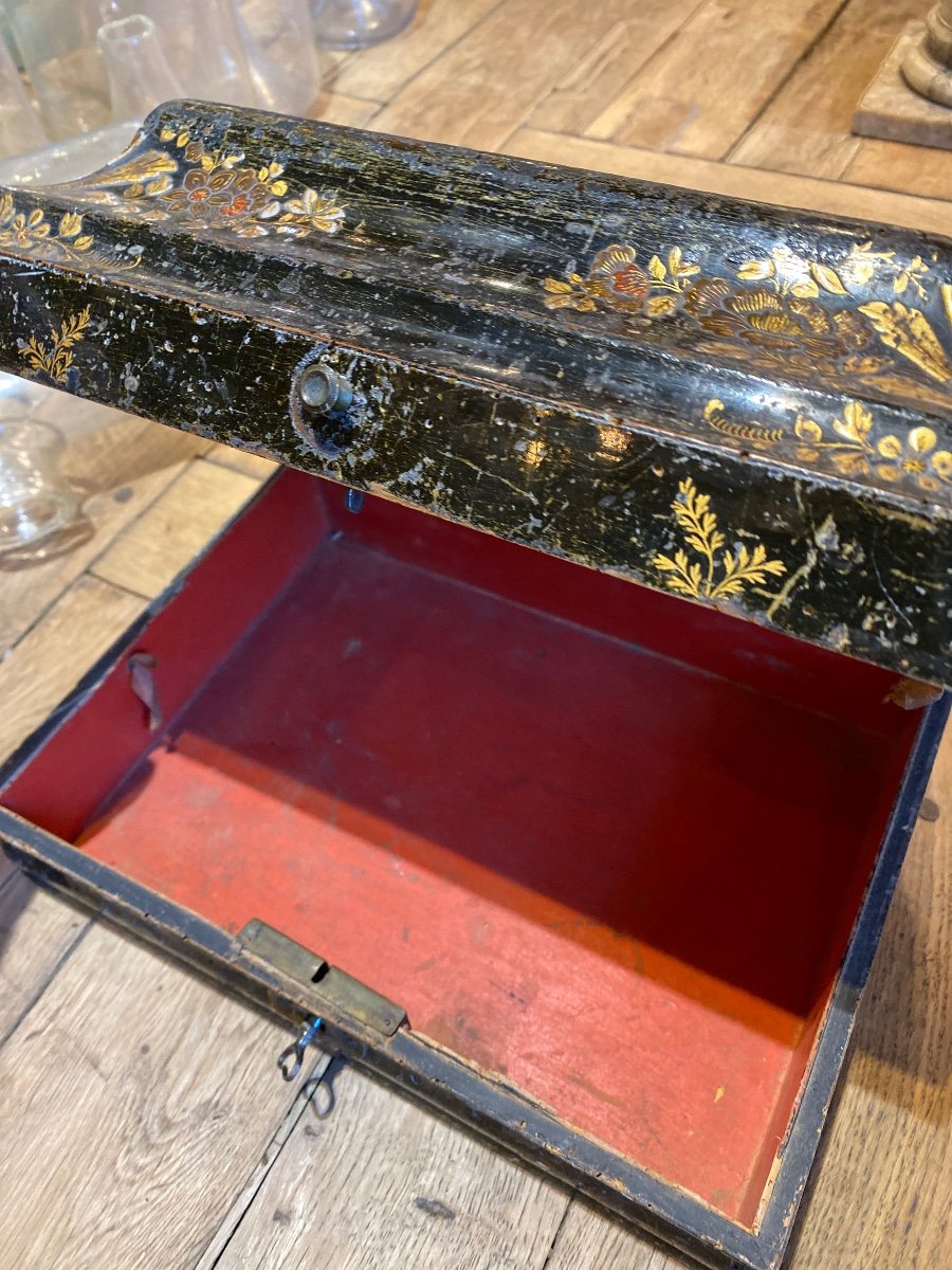 Pair Of Lacquered Wig Boxes, Oriental Décor, 18th Century-photo-2