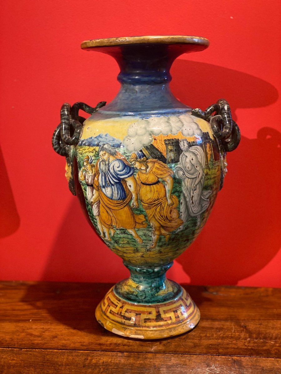 Vase In Italian Majolica 19th -photo-2