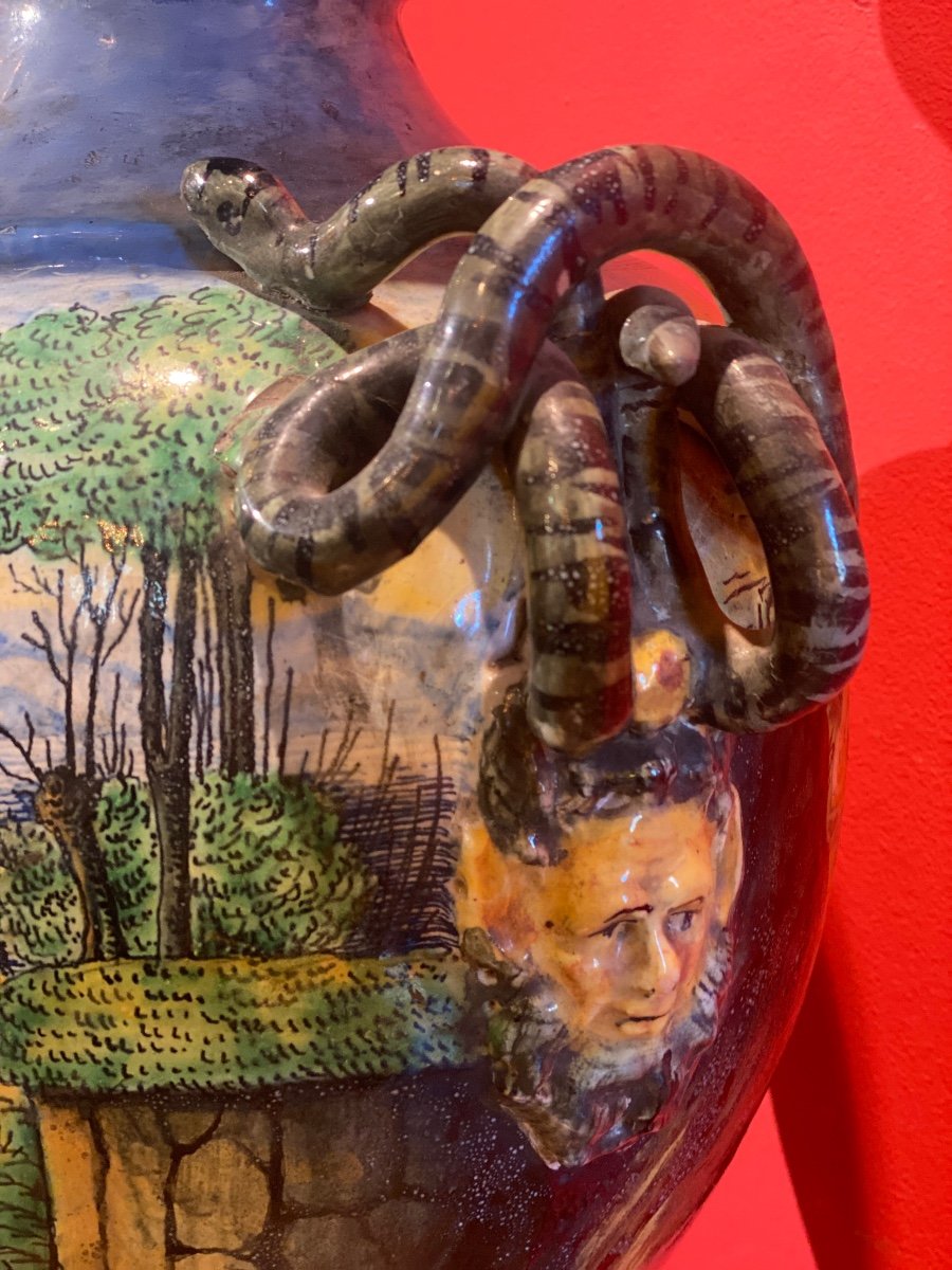 Vase In Italian Majolica 19th -photo-1
