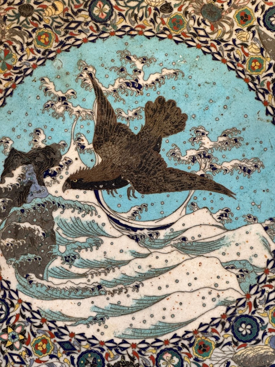 Two Big  19th Century Asian Cloisonné Dishes -photo-3