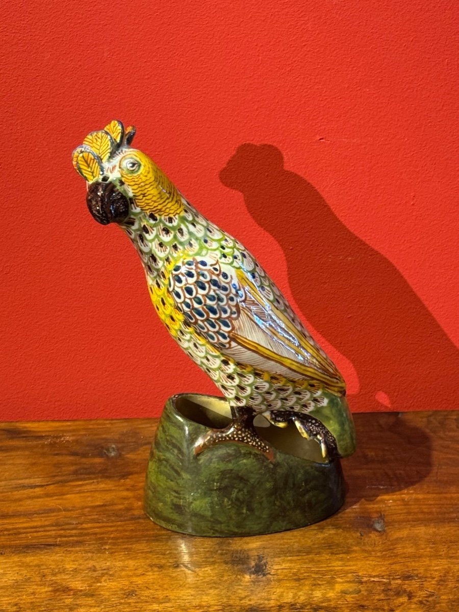 Perroquet En Faïence Polychrome, Fin Du XVIIIe Siècle / Début XIXe Siècle-photo-3