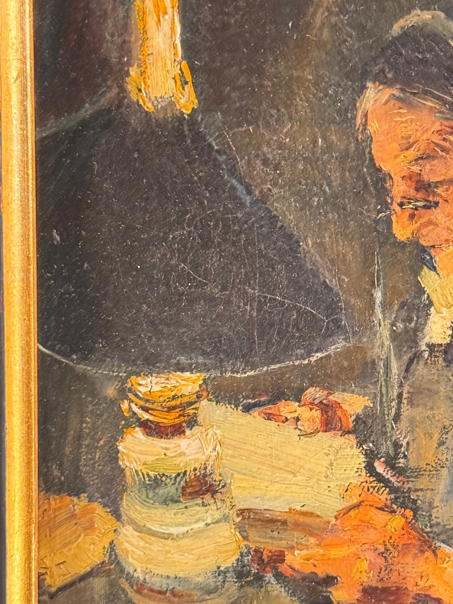 Painting “woman Reading” Signed Claude Firmin, 1892-photo-5