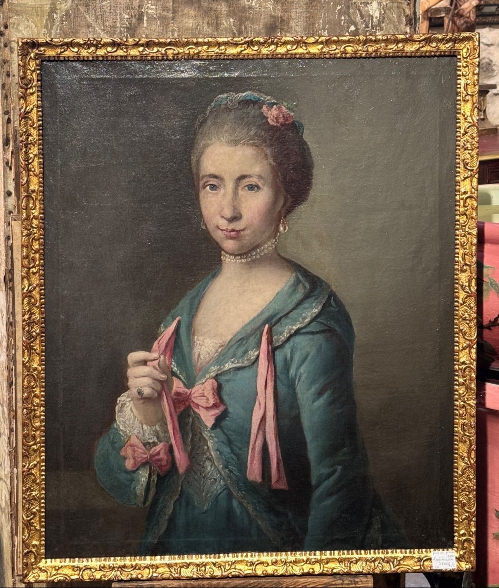 Pair Of Aristocratic Portraits – Louis XV Period, 18th Century-photo-2