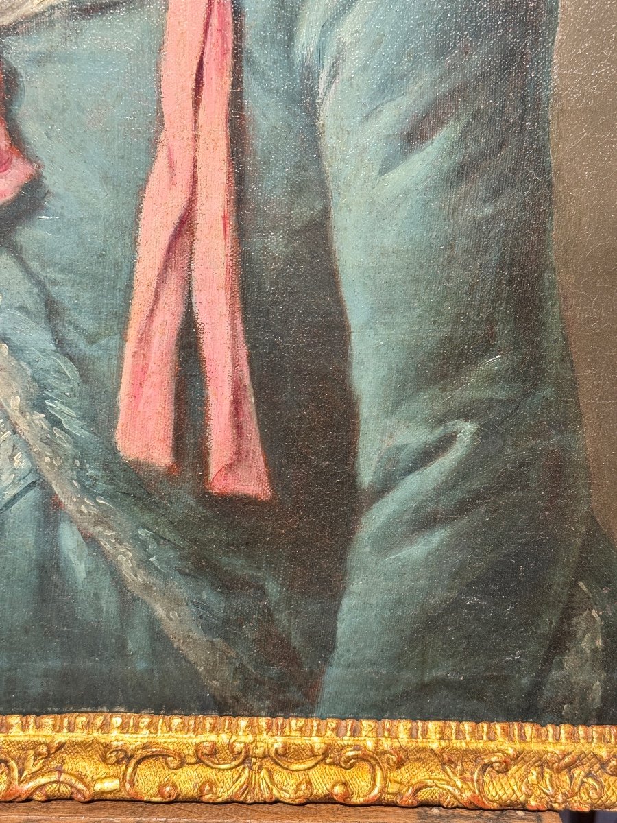 Pair Of Aristocratic Portraits – Louis XV Period, 18th Century-photo-2