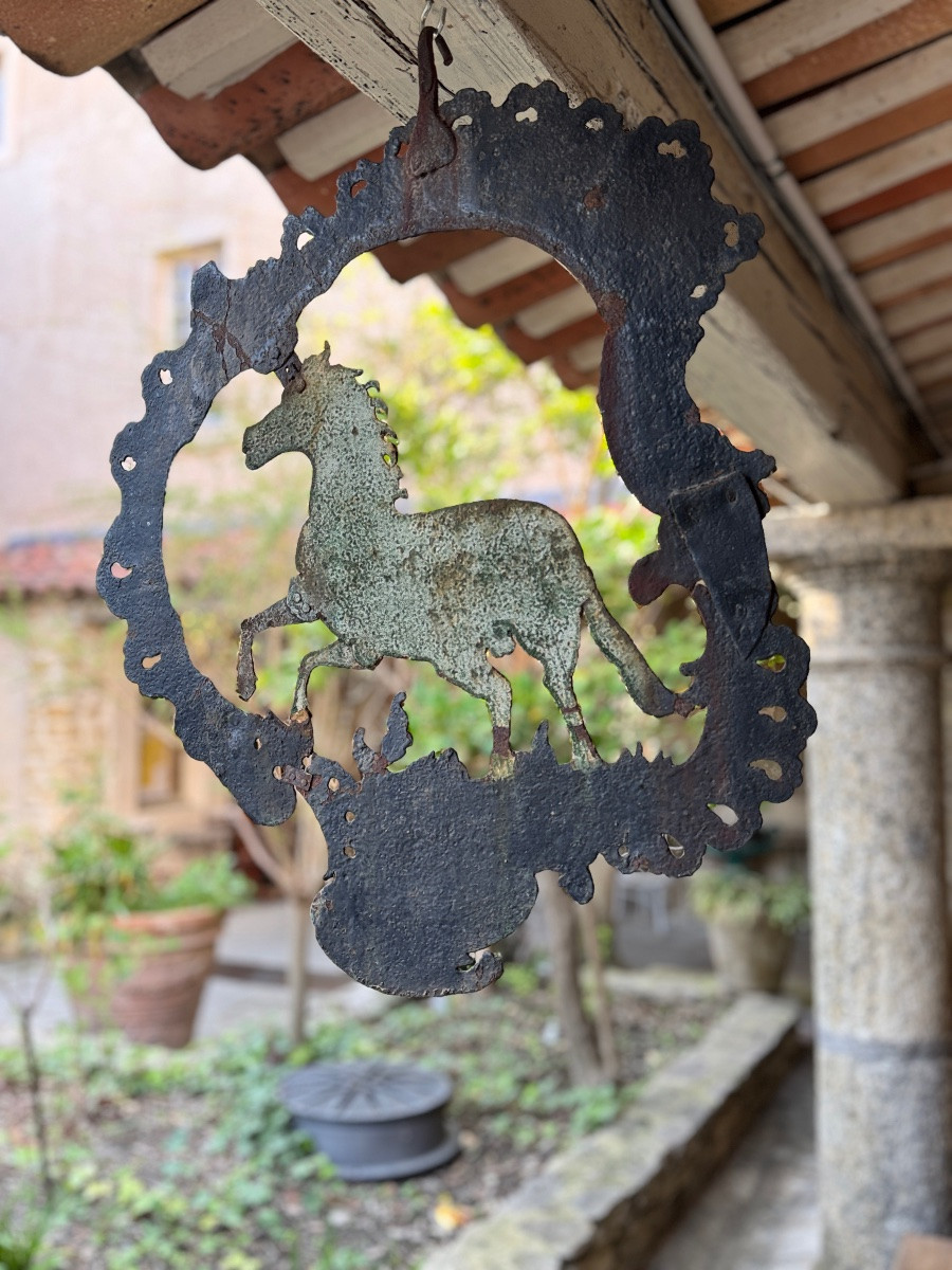 Grande Enseigne En Fer Forgé – Cheval Cabré – XVIIIe Siècle-photo-4