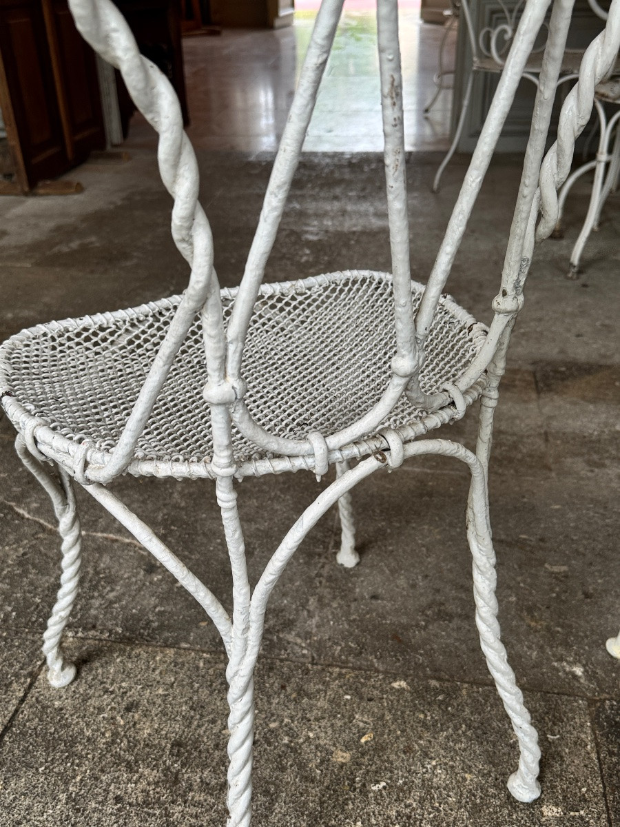 Twisted Wrought Iron Pedestal Table And Chairs – Napoleon III Period-photo-2