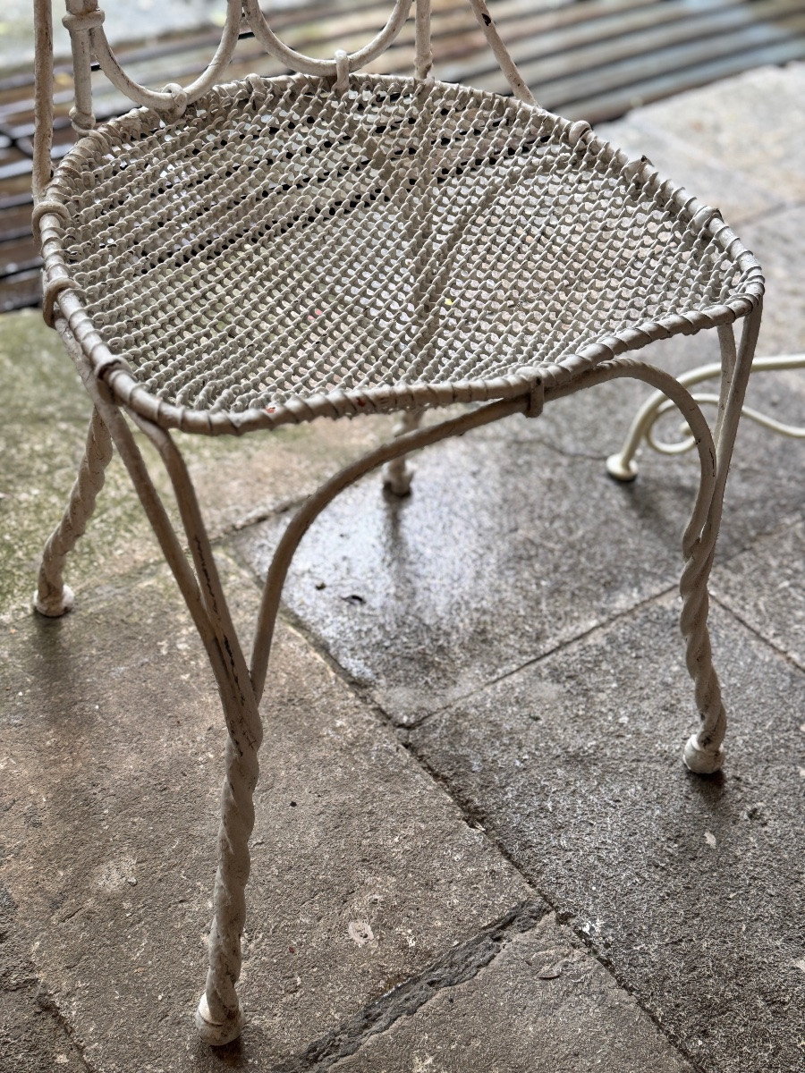 Twisted Wrought Iron Pedestal Table And Chairs – Napoleon III Period-photo-4