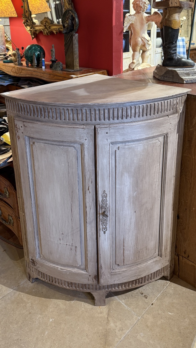 Louis XVI Corner Cabinet In Carved And Painted Wood – 18th Century-photo-4