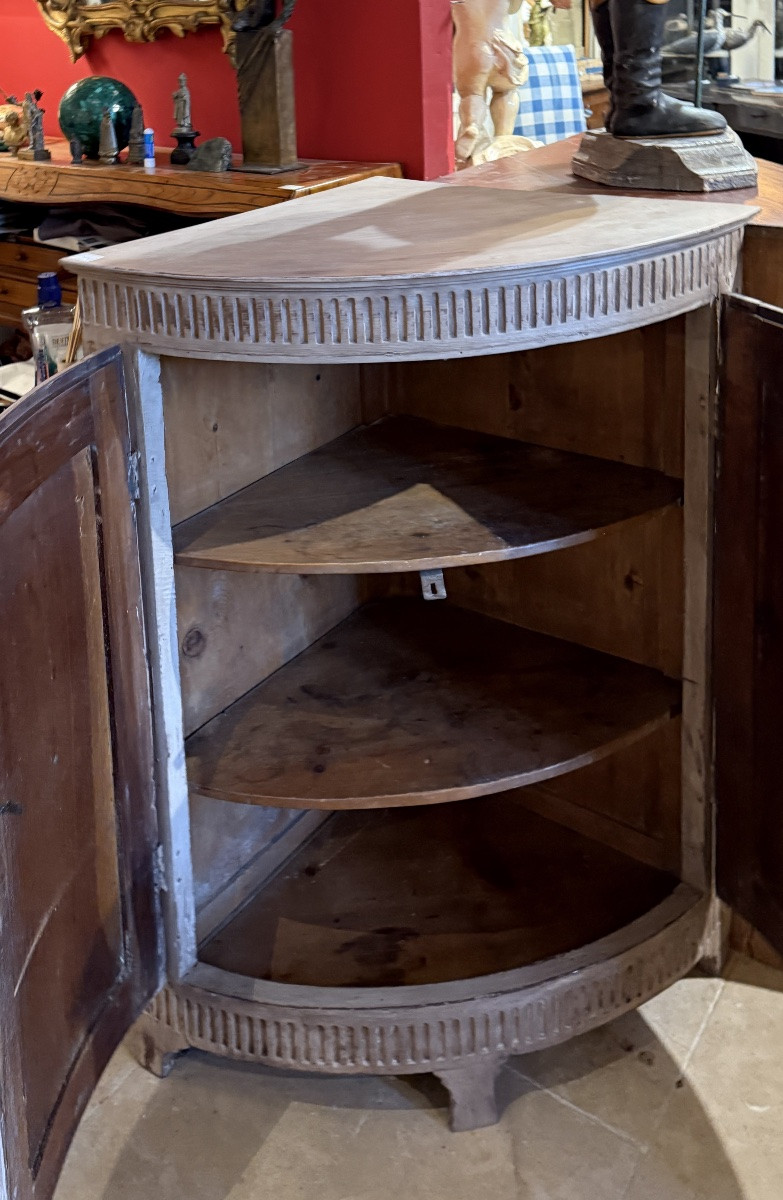 Louis XVI Corner Cabinet In Carved And Painted Wood – 18th Century-photo-5
