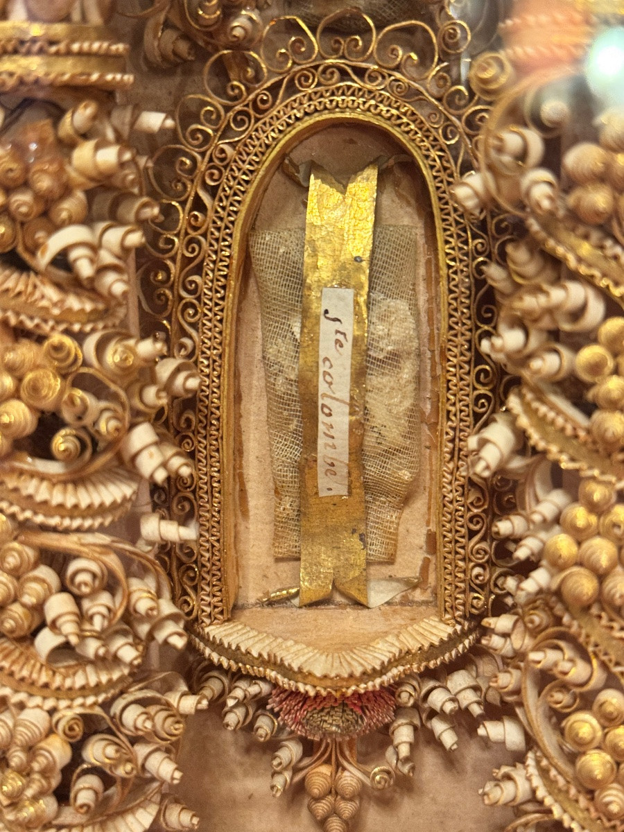 Paperolle religieuse avec reliques – XVIIIe siècle-photo-4