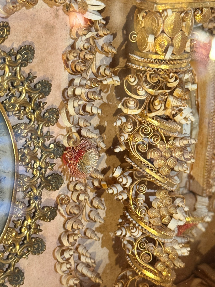 Paperolle religieuse avec reliques – XVIIIe siècle-photo-5