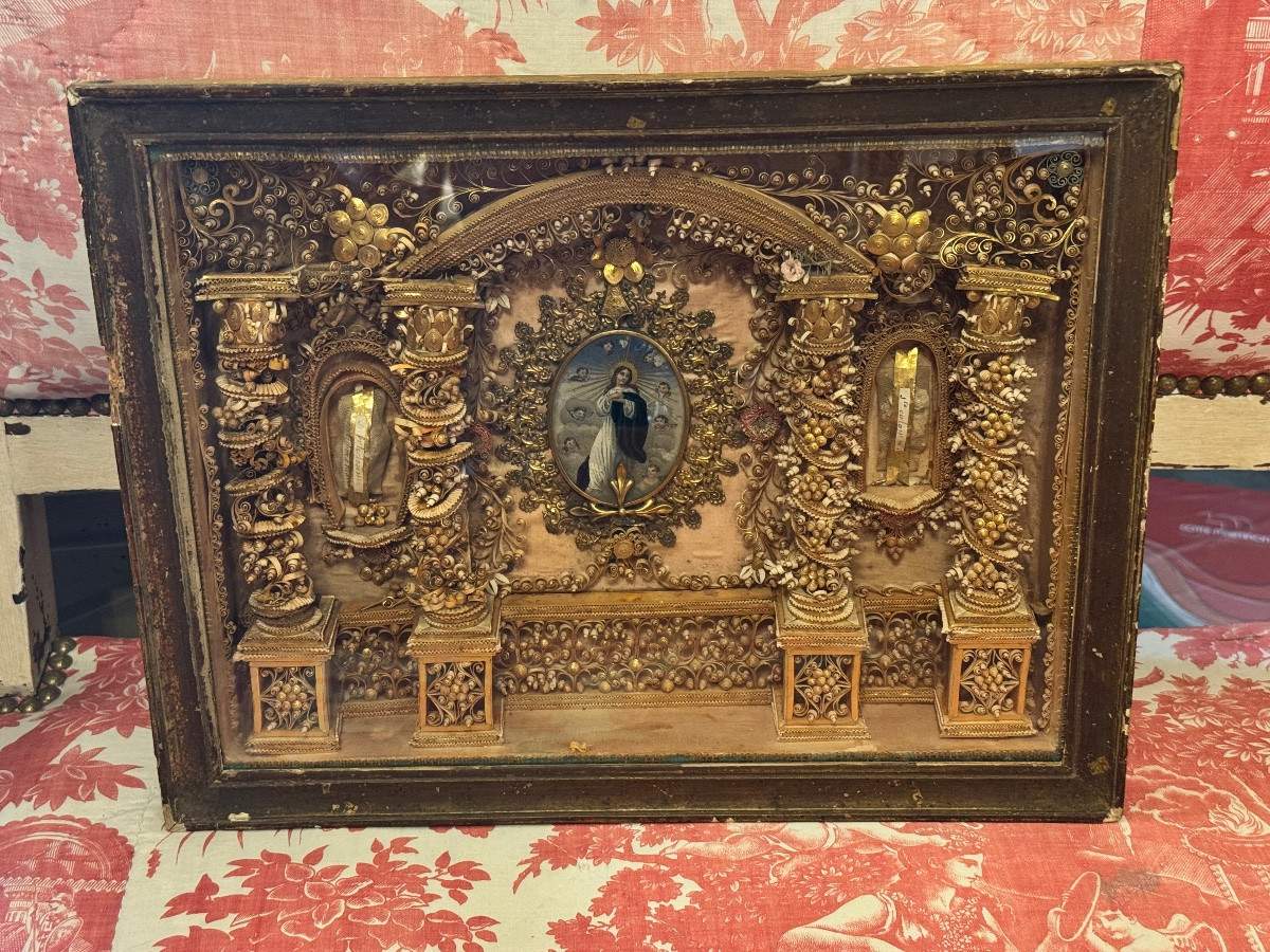 Paperolle religieuse avec reliques – XVIIIe siècle-photo-8