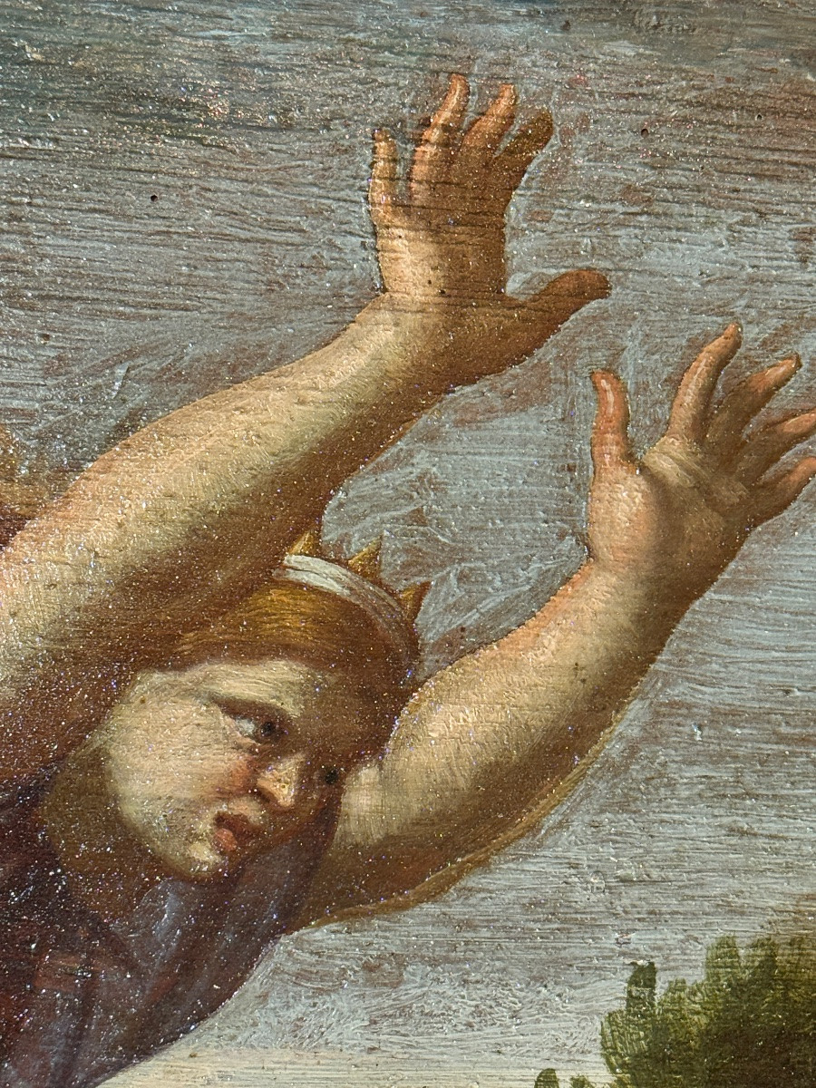 Huile sur bois – Scène biblique, XVIIe siècle-photo-2