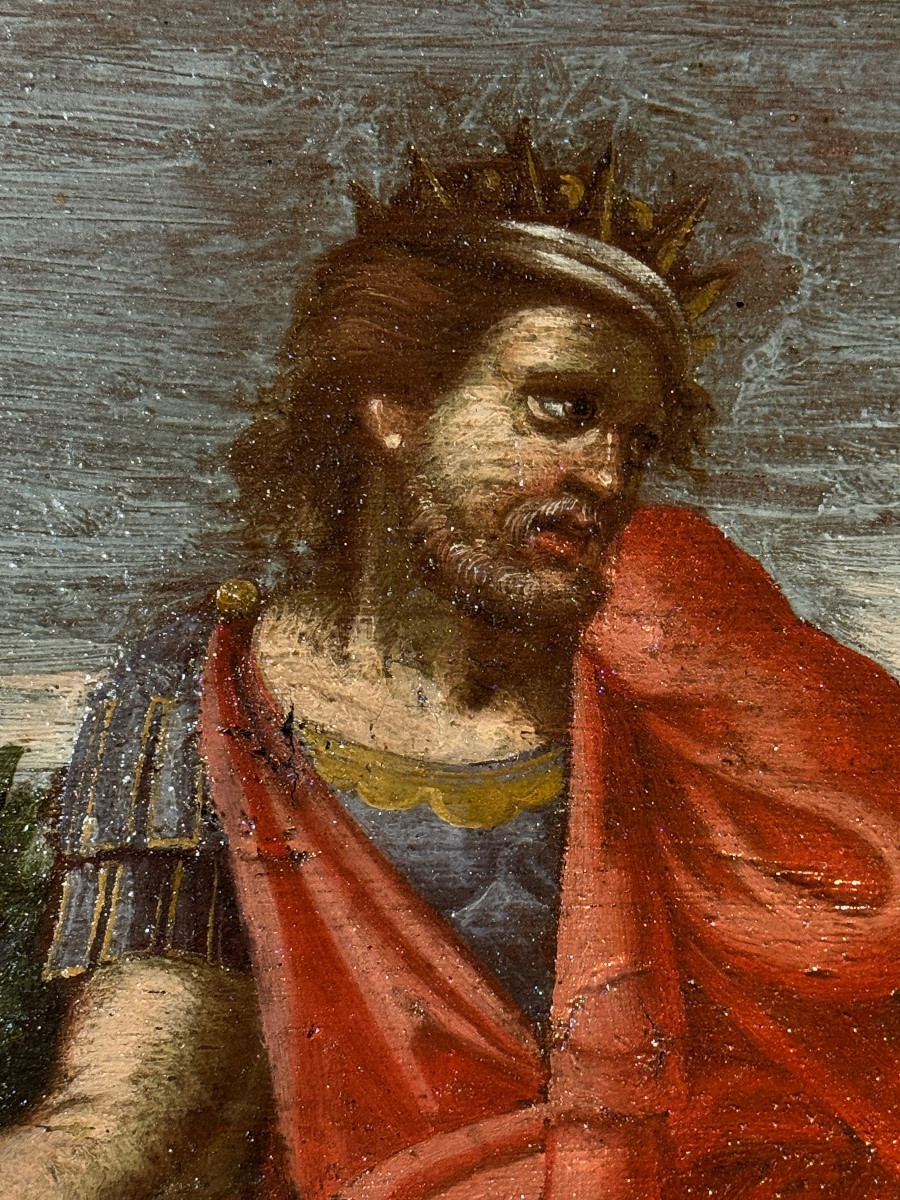 Huile sur bois – Scène biblique, XVIIe siècle-photo-3