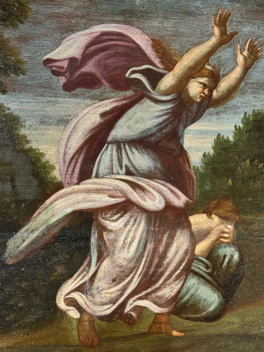 Huile sur bois – Scène biblique, XVIIe siècle-photo-2